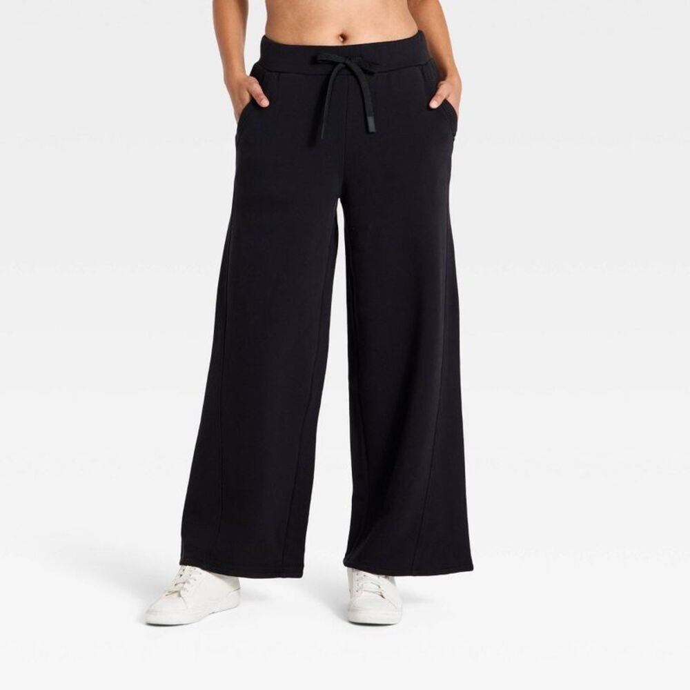 Women's Active Wide Leg Heavyweight French Terry Pants - JoyLab Black XL